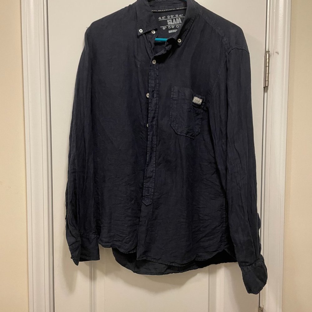SLAM Long Sleeved Button Up Navy Men’s Size Medium